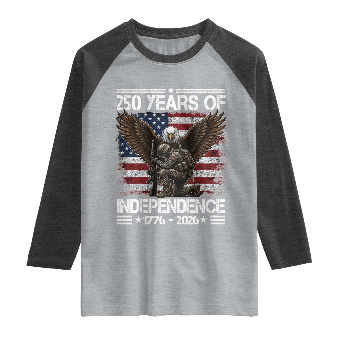 250 Years Of Independence Military Army Raglan Shirt 250th Anniversary USA Bald Eagle