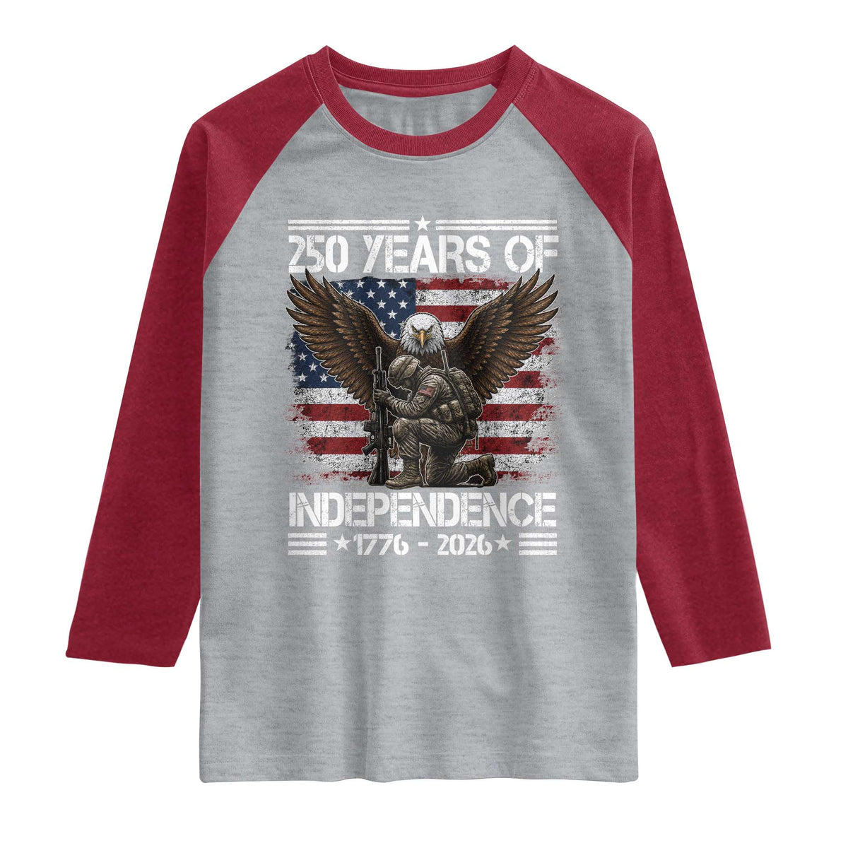 250 Years Of Independence Military Army Raglan Shirt 250th Anniversary USA Bald Eagle
