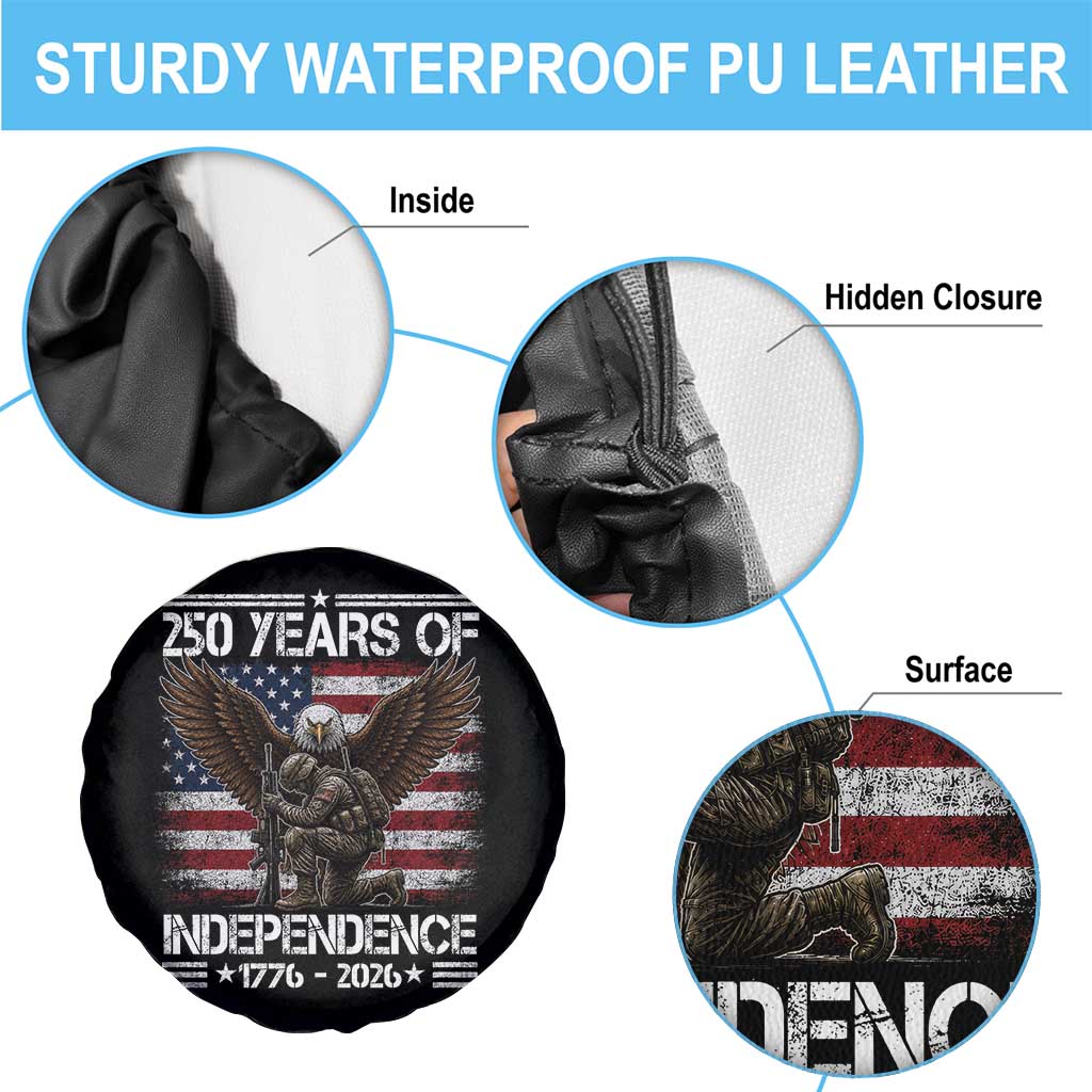 250 Years Of Independence Military Army Spare Tire Cover 250th Anniversary USA Bald Eagle