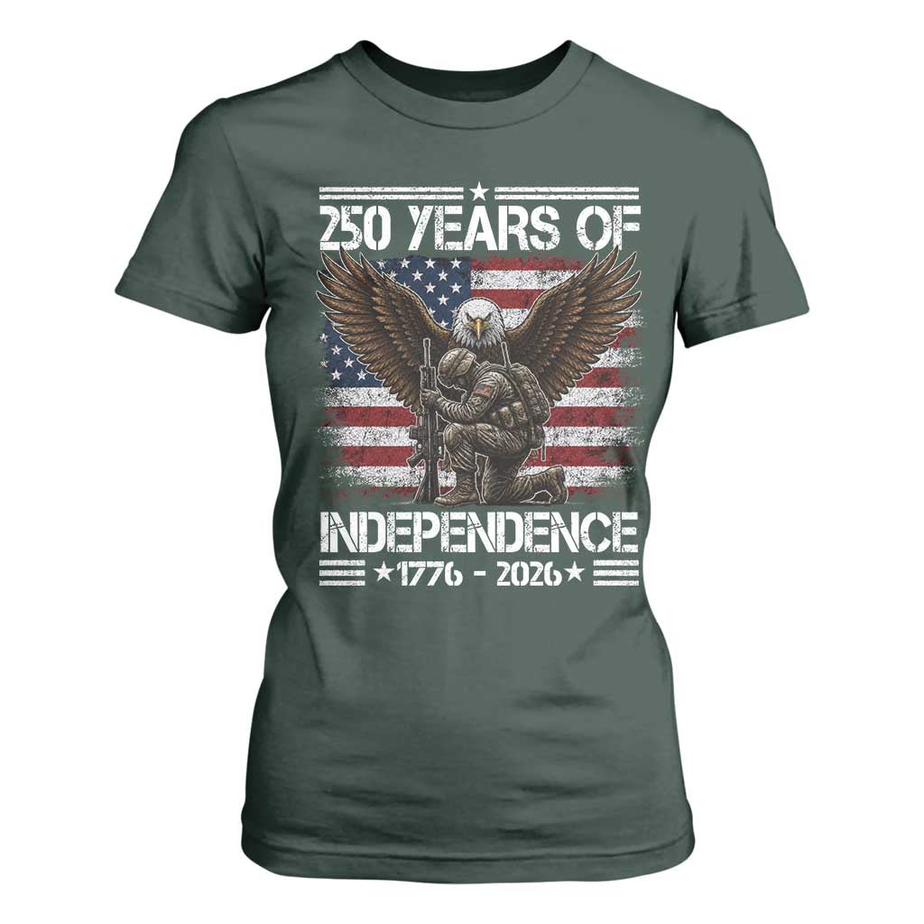 250 Years Of Independence Military Army T Shirt For Women 250th Anniversary USA Bald Eagle