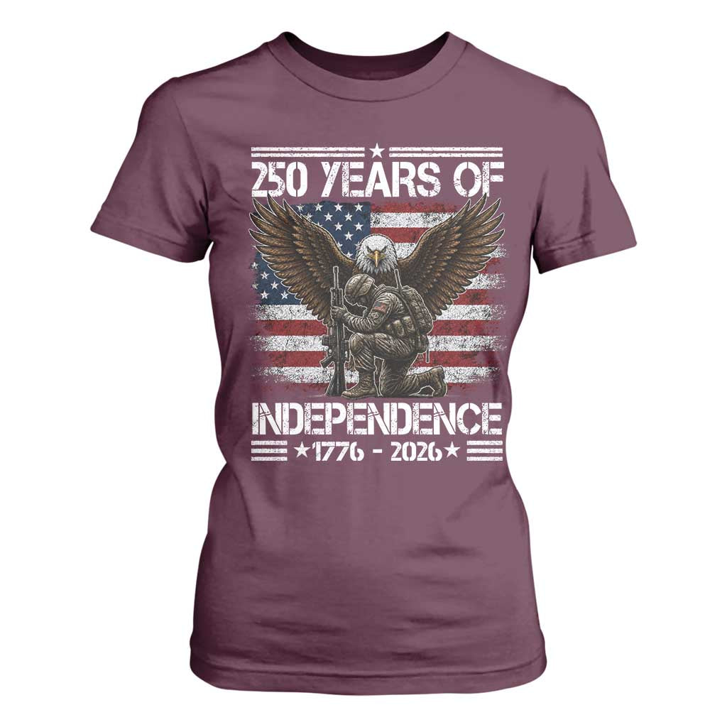 250 Years Of Independence Military Army T Shirt For Women 250th Anniversary USA Bald Eagle