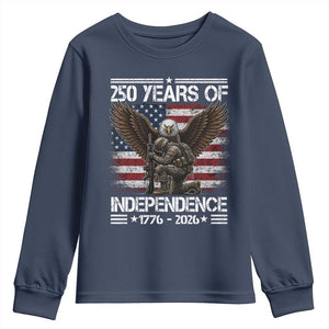 250 Years Of Independence Military Army Youth Sweatshirt 250th Anniversary USA Bald Eagle