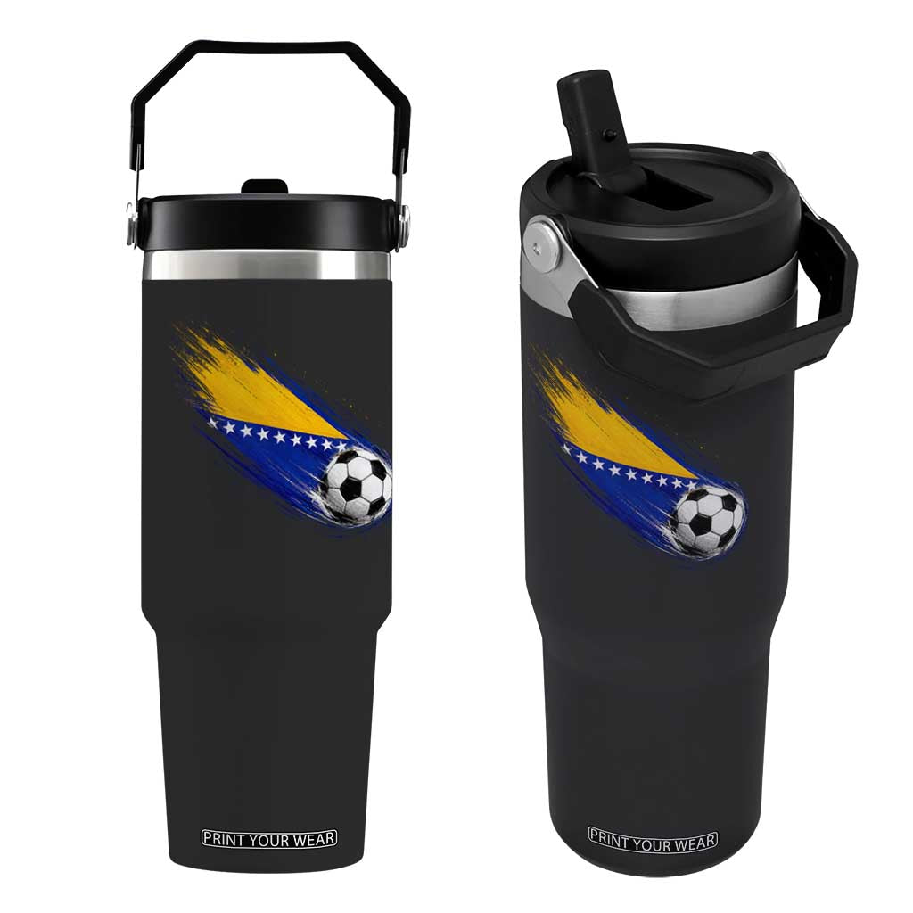 Bosnia and Herzegovina Soccer Lover Bosnian Flag Flip Straw Tumbler