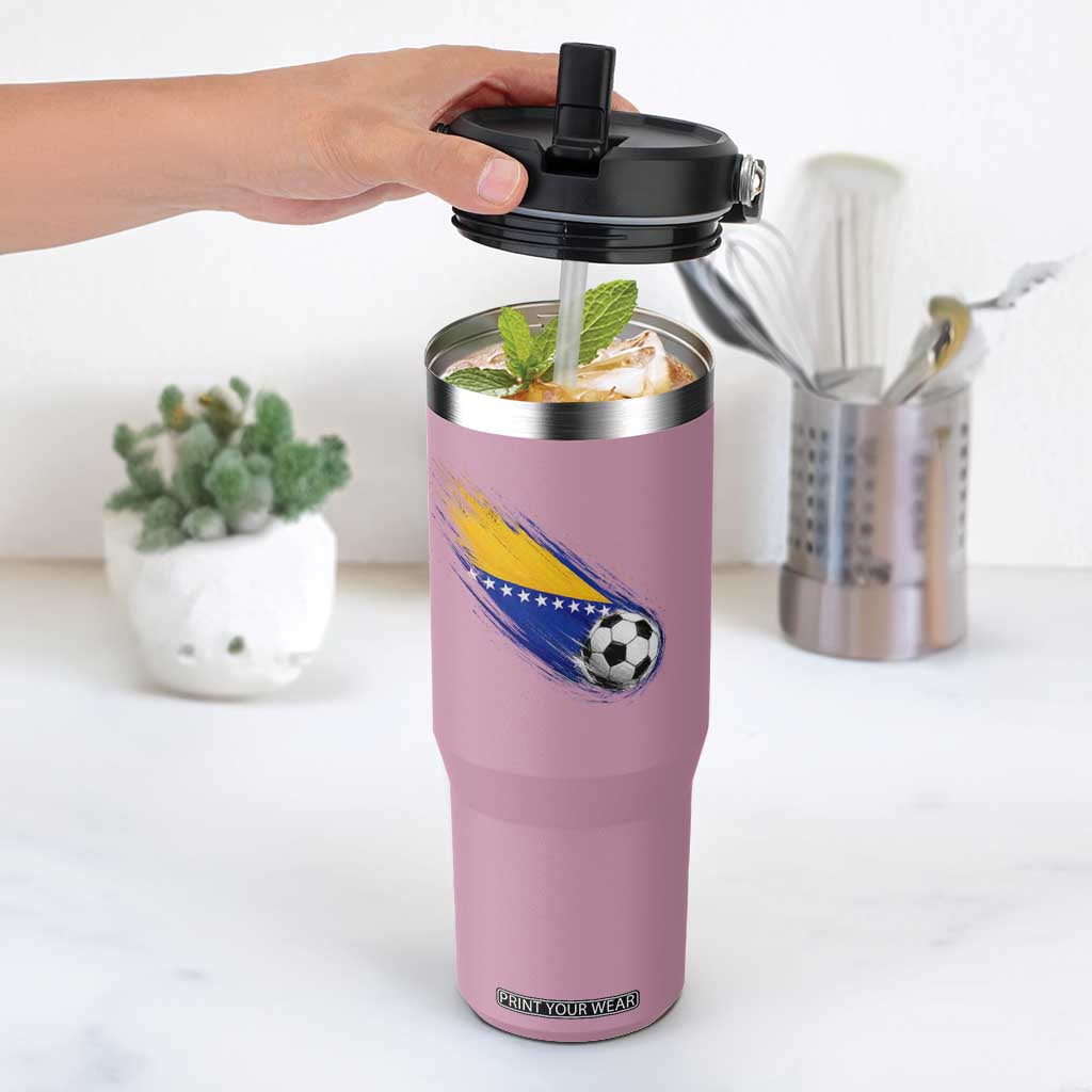 Bosnia and Herzegovina Soccer Lover Bosnian Flag Flip Straw Tumbler