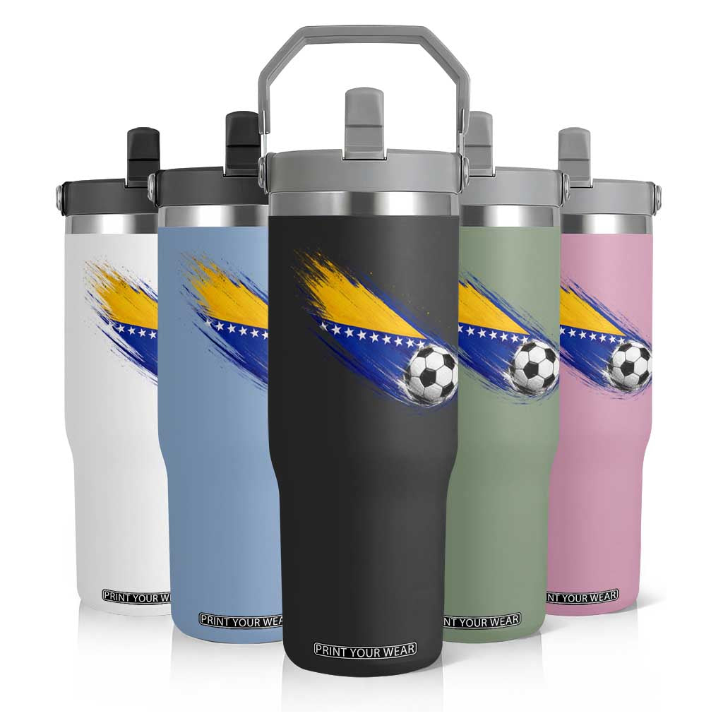 Bosnia and Herzegovina Soccer Lover Bosnian Flag Flip Straw Tumbler