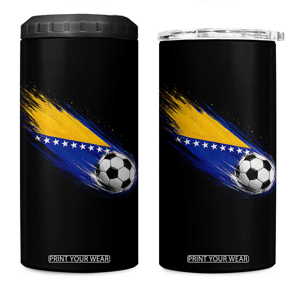 Bosnia and Herzegovina Soccer Lover Bosnian Flag 4 in 1 Can Cooler Tumbler