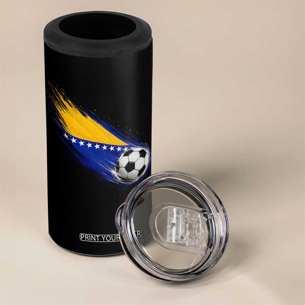 Bosnia and Herzegovina Soccer Lover Bosnian Flag 4 in 1 Can Cooler Tumbler