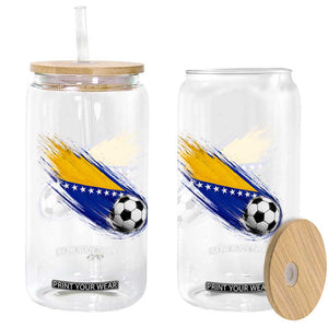 Bosnia and Herzegovina Soccer Lover Bosnian Flag Glass Can