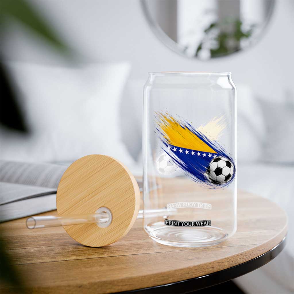 Bosnia and Herzegovina Soccer Lover Bosnian Flag Glass Can