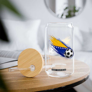 Bosnia and Herzegovina Soccer Lover Bosnian Flag Glass Can