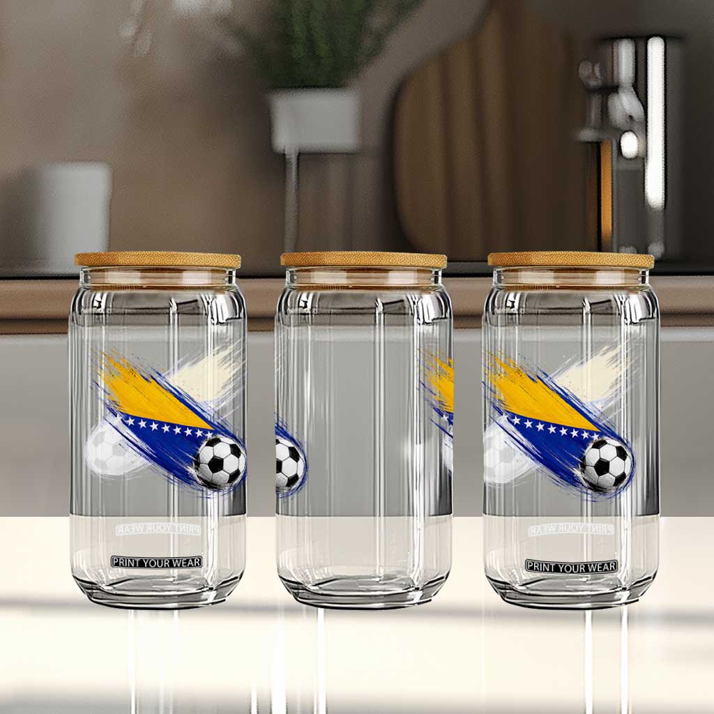 Bosnia and Herzegovina Soccer Lover Bosnian Flag Glass Can