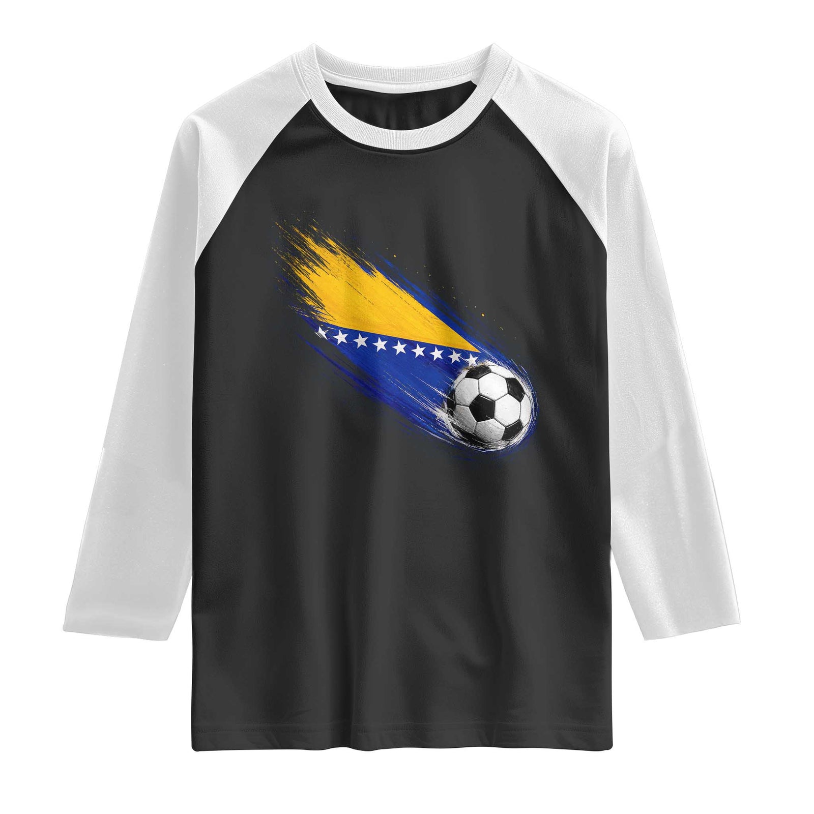 Bosnia and Herzegovina Soccer Lover Bosnian Flag Raglan Shirt TS11 Black White Print Your Wear