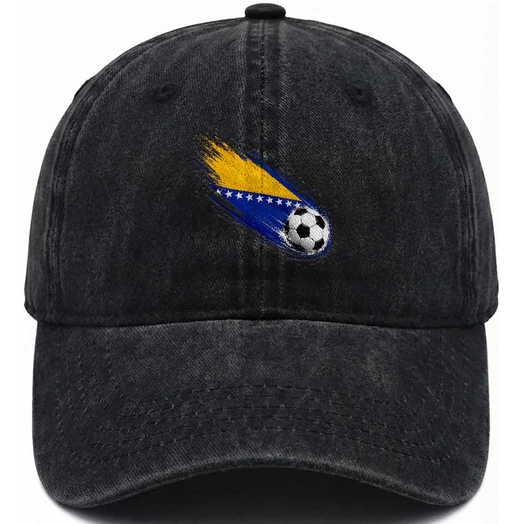 Bosnia and Herzegovina Soccer Lover Bosnian Flag Washed Cotton Baseball Cap TS11 Print Your Wear