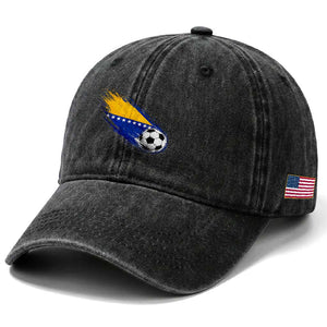 Bosnia and Herzegovina Soccer Lover Bosnian Flag Washed Cotton Baseball Cap