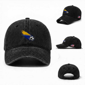 Bosnia and Herzegovina Soccer Lover Bosnian Flag Washed Cotton Baseball Cap