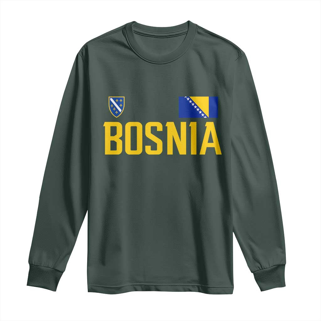 Bosnia and Herzegovina Pride Long Sleeve Shirt BiH Bosnian Flag Souvenirs TS11 Dark Forest Green Print Your Wear