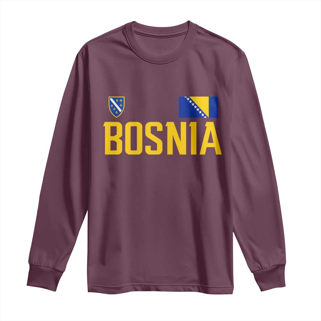 Bosnia and Herzegovina Pride Long Sleeve Shirt BiH Bosnian Flag Souvenirs TS11 Maroon Print Your Wear