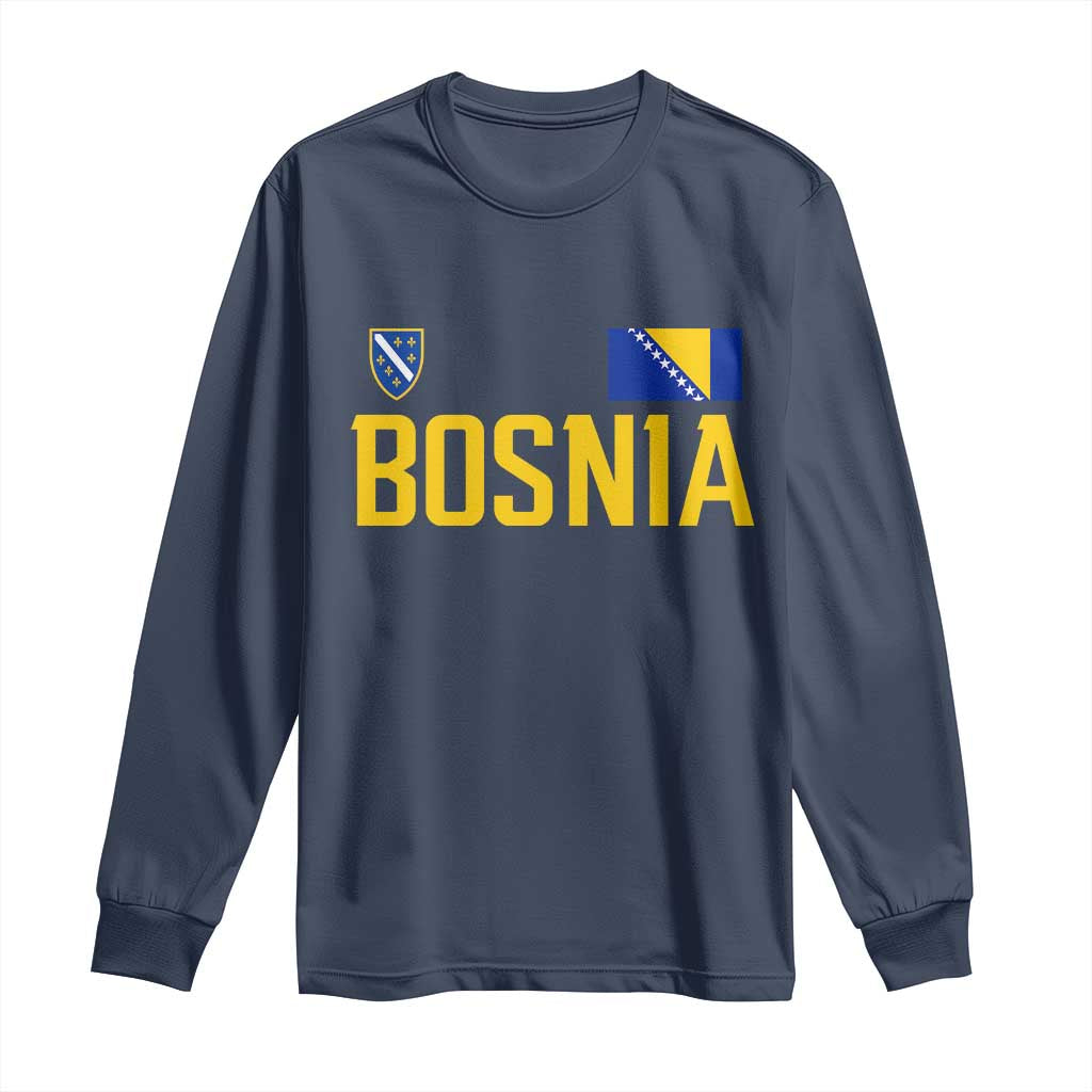 Bosnia and Herzegovina Pride Long Sleeve Shirt BiH Bosnian Flag Souvenirs TS11 Navy Print Your Wear