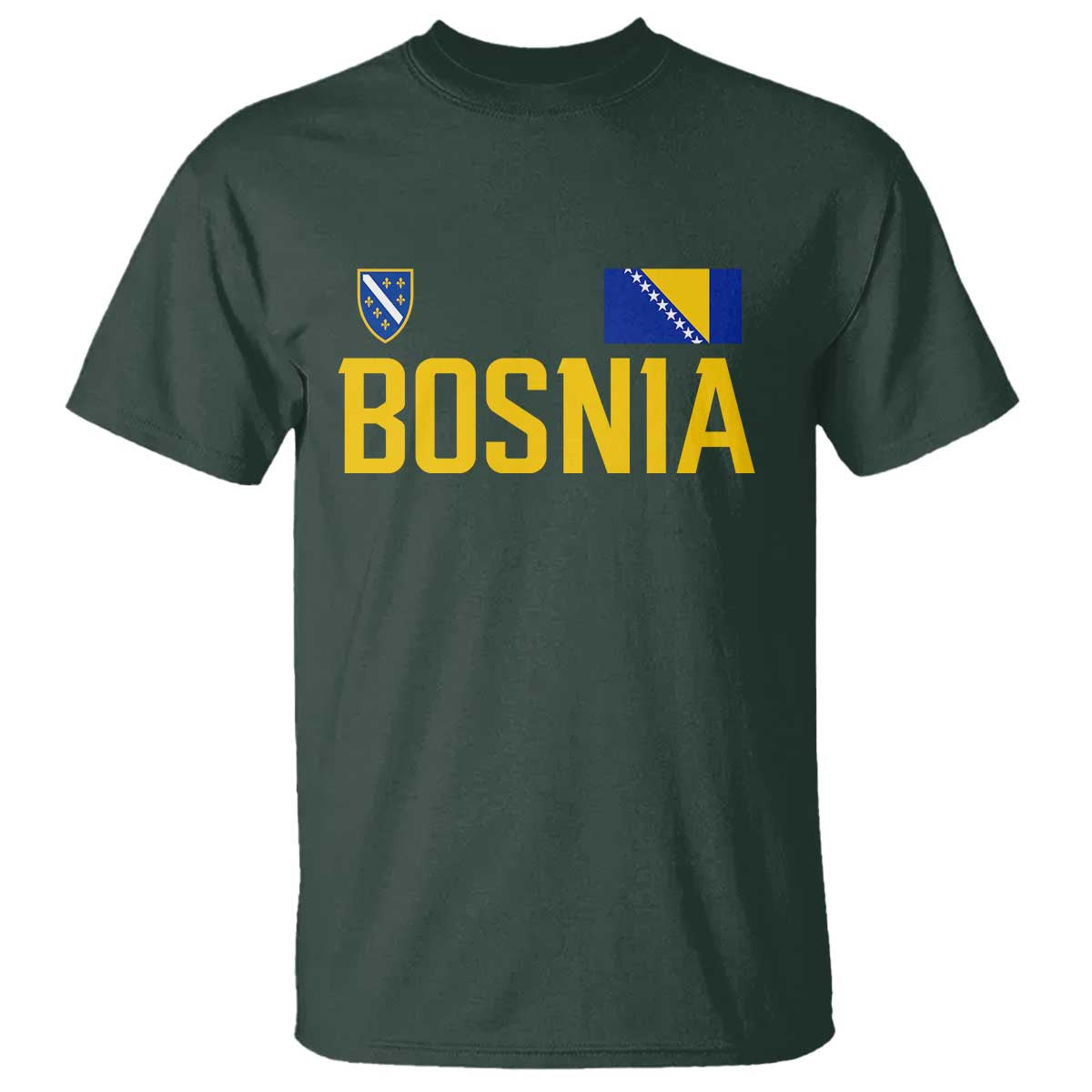 Bosnia and Herzegovina Pride T Shirt BiH Bosnian Flag Souvenirs TS11 Dark Forest Green Print Your Wear