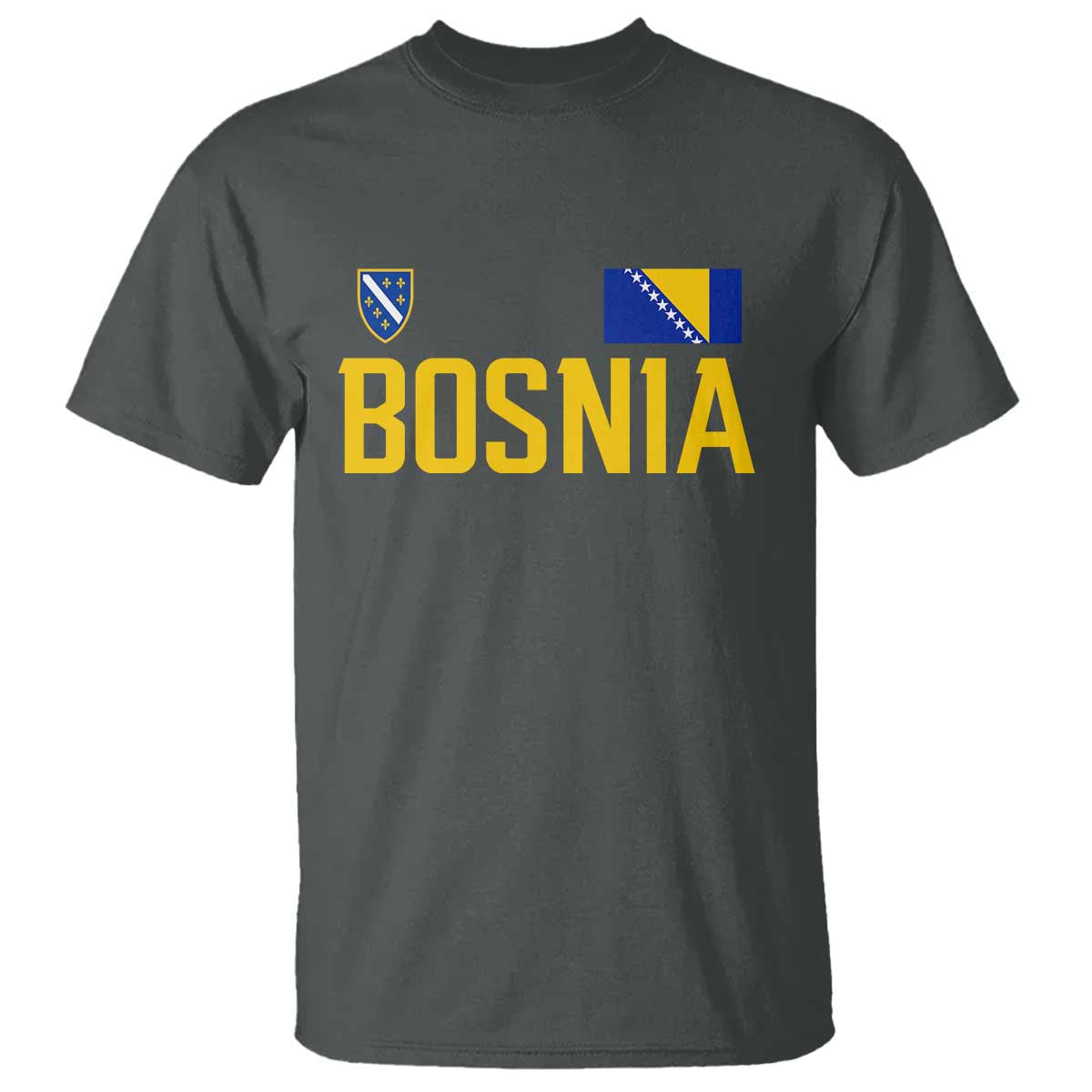 Bosnia and Herzegovina Pride T Shirt BiH Bosnian Flag Souvenirs TS11 Dark Heather Print Your Wear