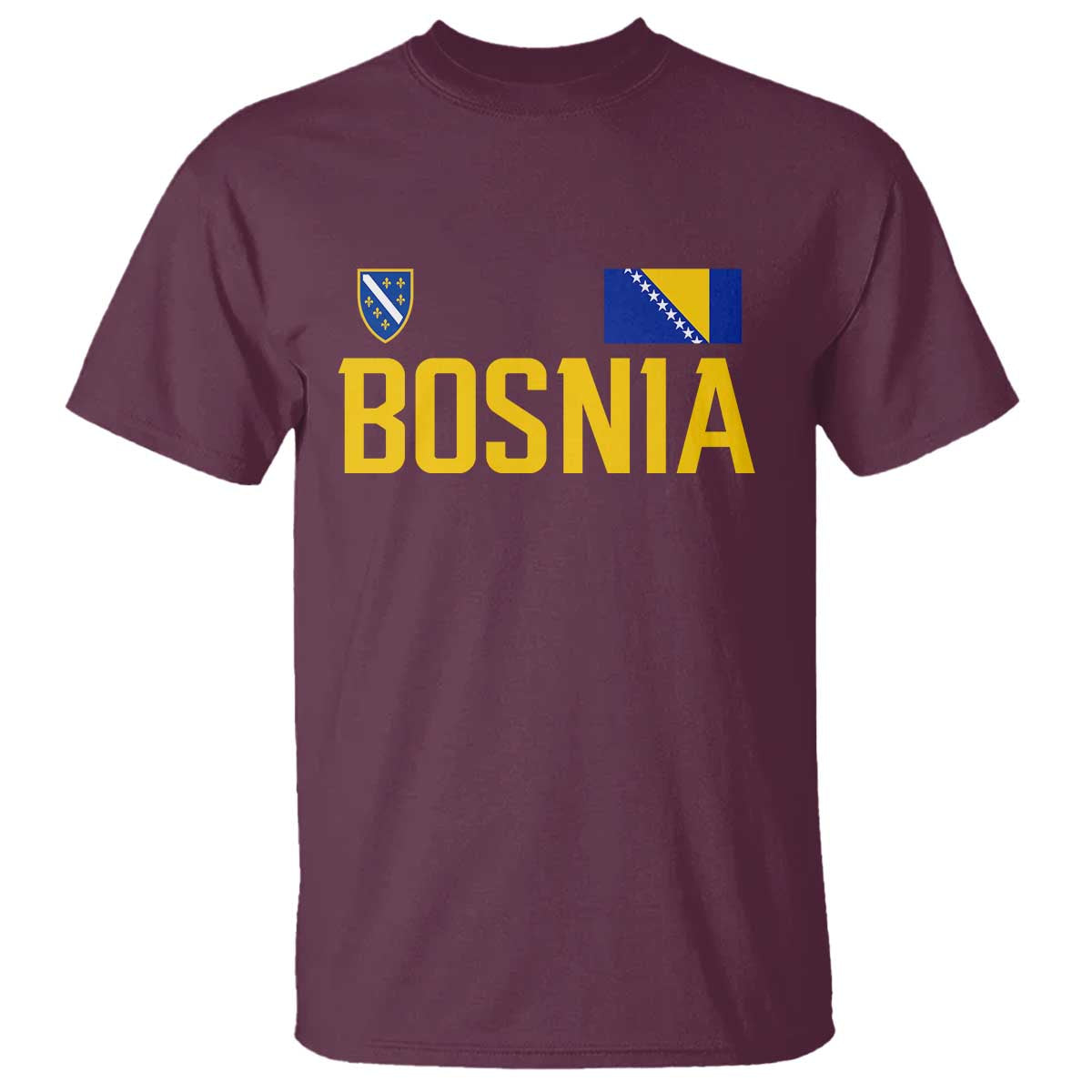 Bosnia and Herzegovina Pride T Shirt BiH Bosnian Flag Souvenirs TS11 Maroon Print Your Wear