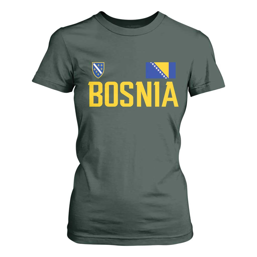 Bosnia and Herzegovina Pride T Shirt For Women BiH Bosnian Flag Souvenirs TS11 Dark Forest Green Print Your Wear