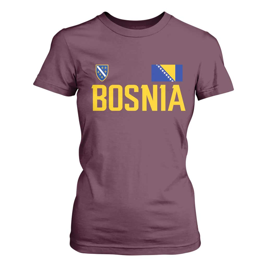 Bosnia and Herzegovina Pride T Shirt For Women BiH Bosnian Flag Souvenirs TS11 Maroon Print Your Wear