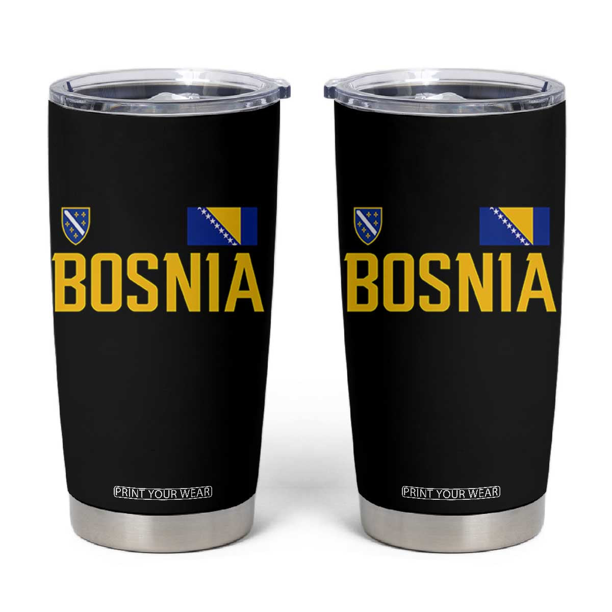 Bosnia and Herzegovina Pride Tumbler Cup BiH Bosnian Flag Souvenirs TS11 Black Print Your Wear
