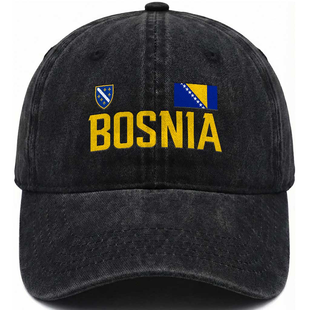 Bosnia and Herzegovina Pride Washed Cotton Baseball Cap BiH Bosnian Flag Souvenirs