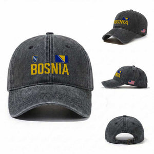 Bosnia and Herzegovina Pride Washed Cotton Baseball Cap BiH Bosnian Flag Souvenirs