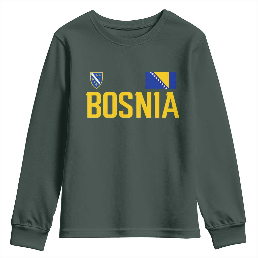 Bosnia and Herzegovina Pride Youth Sweatshirt BiH Bosnian Flag Souvenirs TS11 Dark Forest Green Print Your Wear