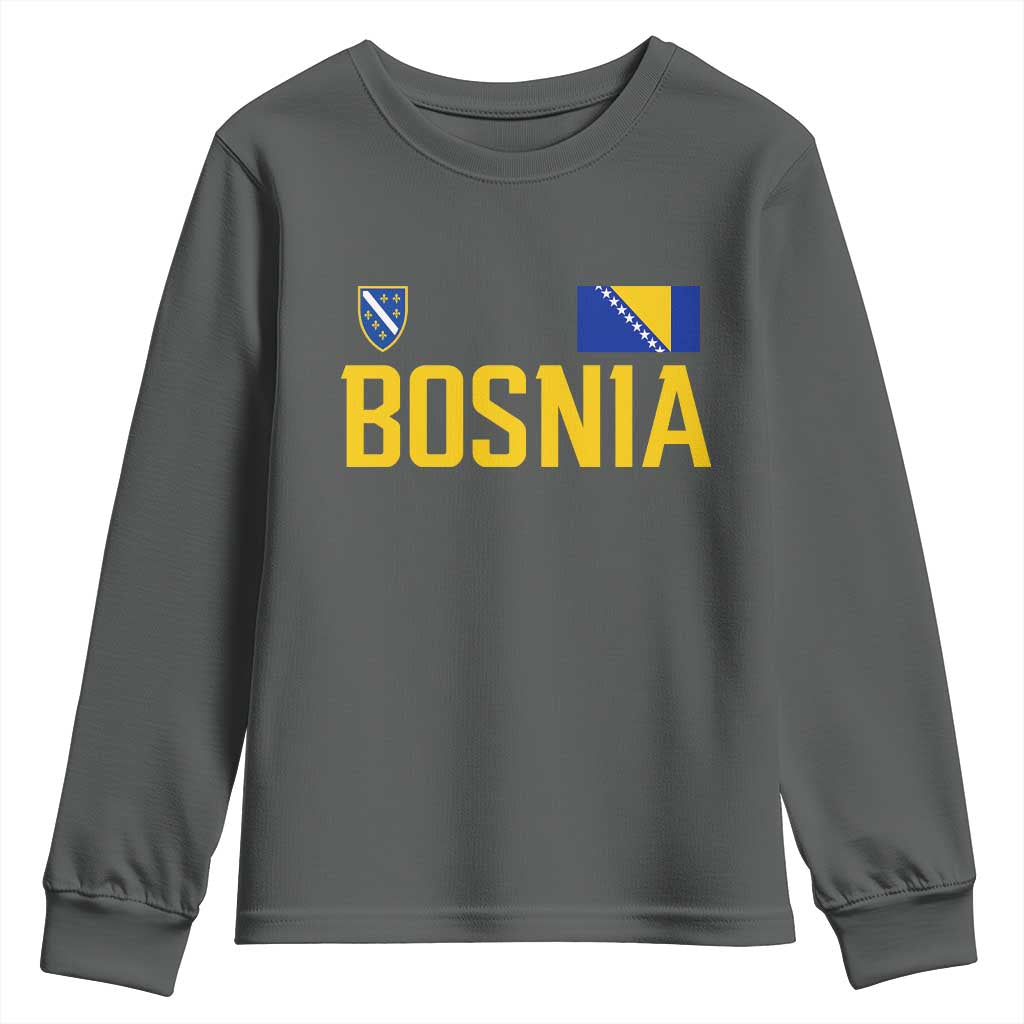 Bosnia and Herzegovina Pride Youth Sweatshirt BiH Bosnian Flag Souvenirs TS11 Dark Heather Print Your Wear