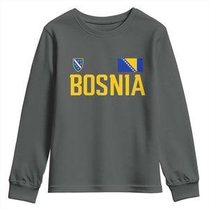 Bosnia and Herzegovina Pride Youth Sweatshirt BiH Bosnian Flag Souvenirs TS11 Dark Heather Print Your Wear
