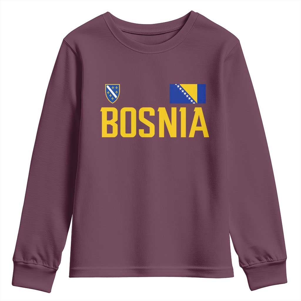 Bosnia and Herzegovina Pride Youth Sweatshirt BiH Bosnian Flag Souvenirs TS11 Maroon Print Your Wear