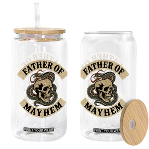 Father Of Mayhem Glass Can Dad Snake Skull Fathers Day