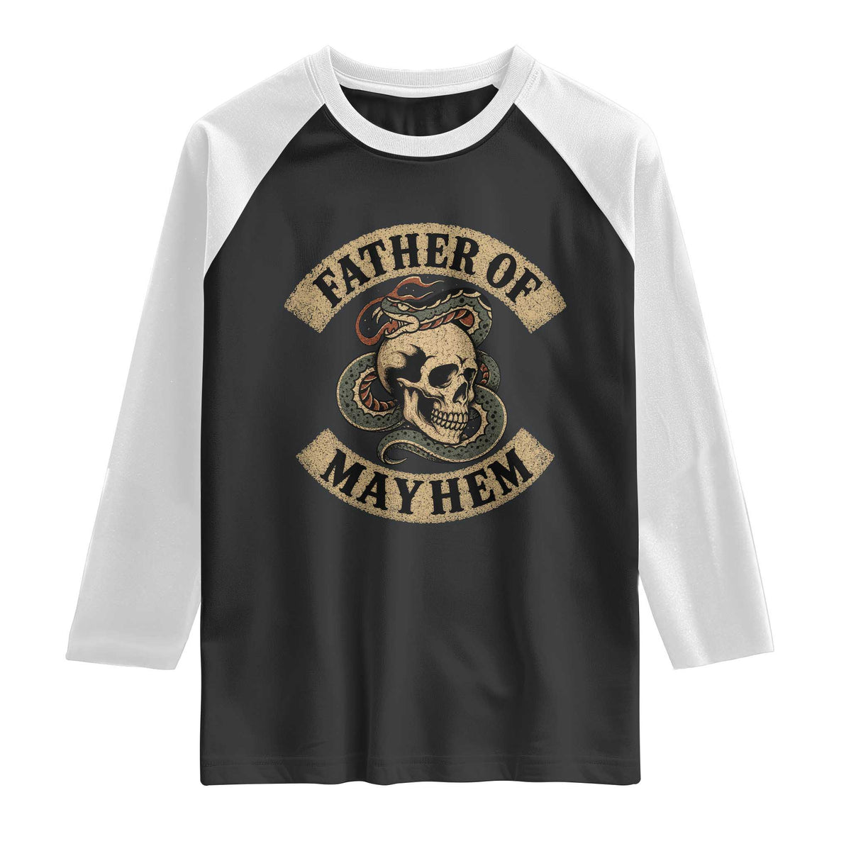 Father Of Mayhem Raglan Shirt Dad Snake Skull Fathers Day