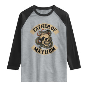 Father Of Mayhem Raglan Shirt Dad Snake Skull Fathers Day