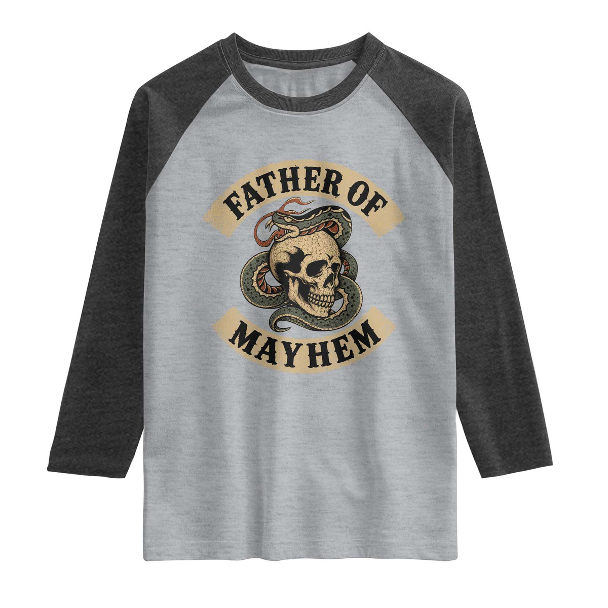 Father Of Mayhem Raglan Shirt Dad Snake Skull Fathers Day