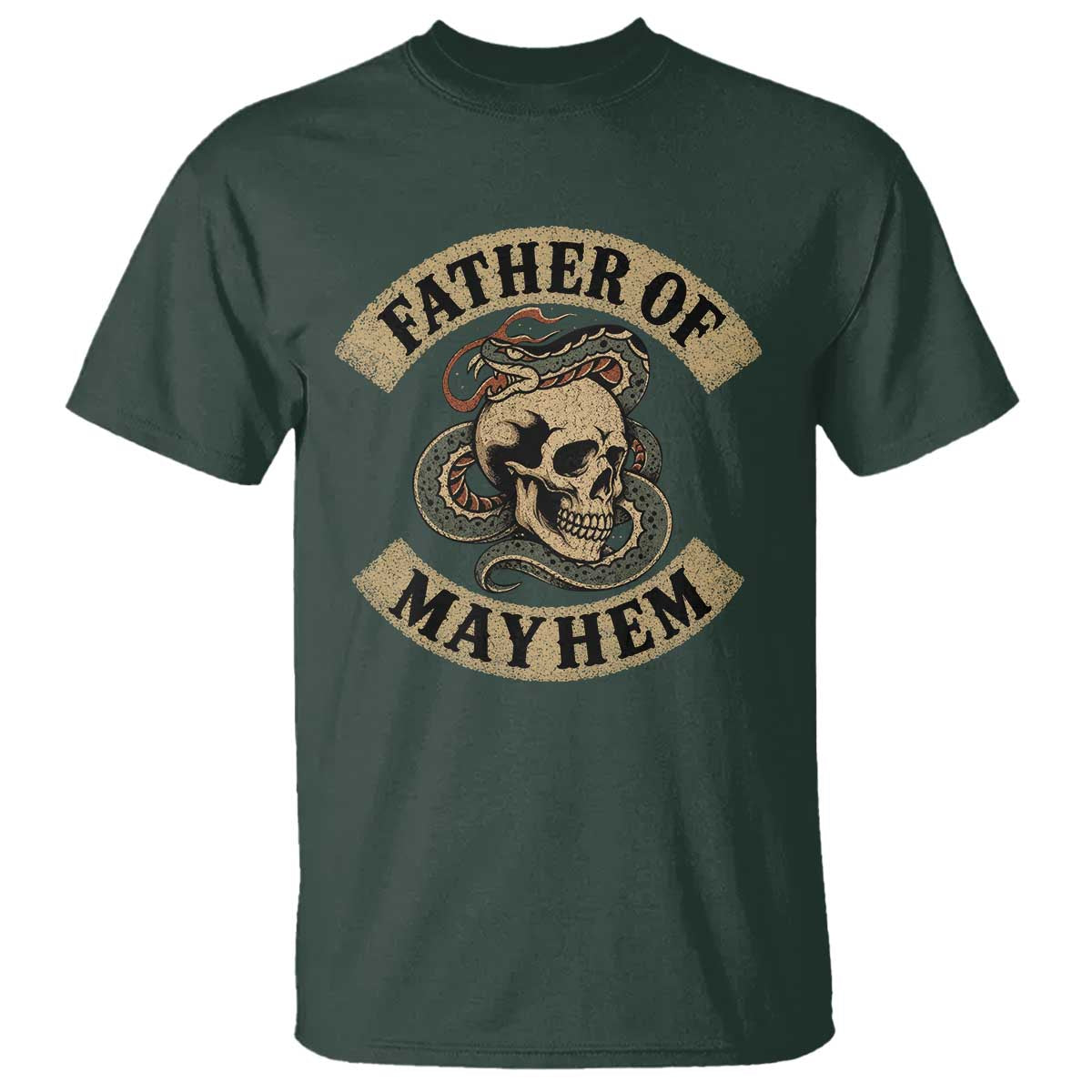 Father Of Mayhem T Shirt Dad Snake Skull Fathers Day