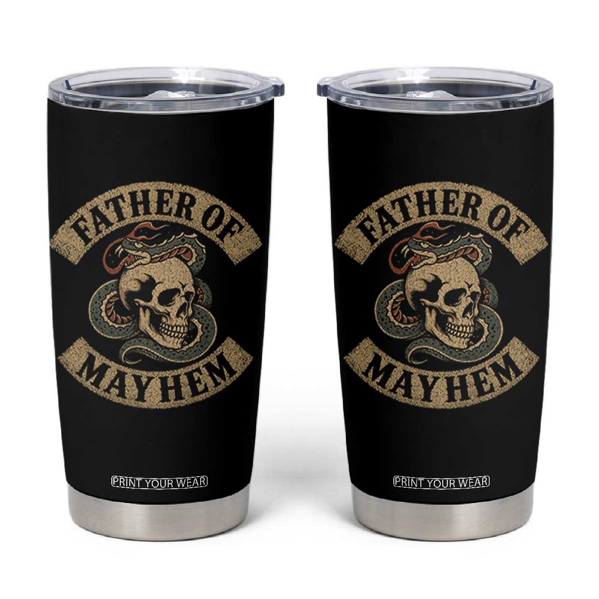 Father Of Mayhem Tumbler Cup Dad Snake Skull Fathers Day
