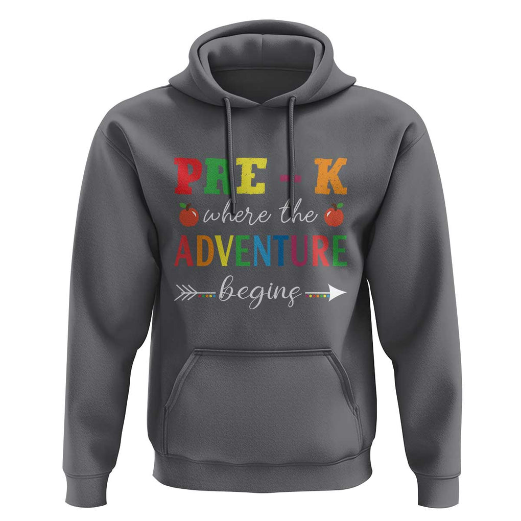Back To School Hoodie Pre-K Where The Adventure Begins Apple Arrow TS11 Charcoal Print Your Wear