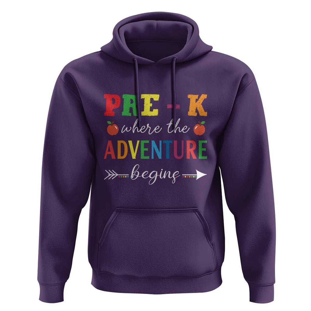 Back To School Hoodie Pre-K Where The Adventure Begins Apple Arrow TS11 Purple Print Your Wear