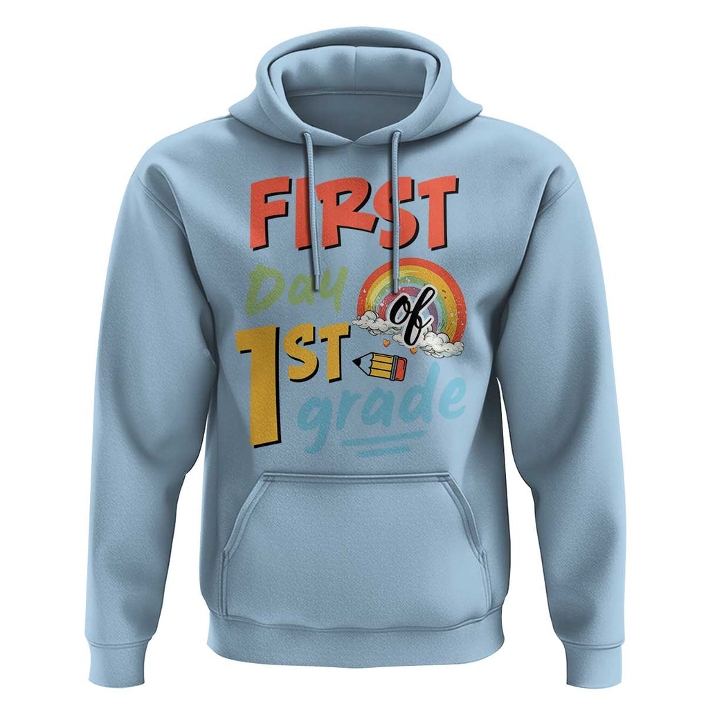 Back To School Hoodie First Day Of 1st Grade Rainbow TS11 Light Blue Print Your Wear