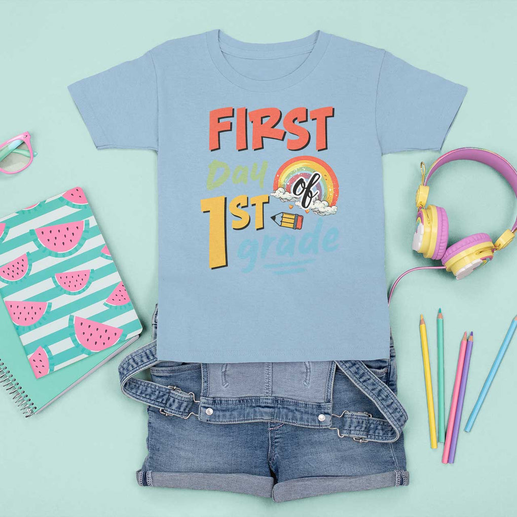 Back To School T Shirt For Kid First Day Of 1st Grade Rainbow TS11 Light Blue Print Your Wear