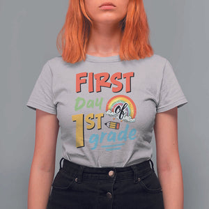 Back To School T Shirt For Women First Day Of 1st Grade Rainbow TS11 Ice Gray Print Your Wear