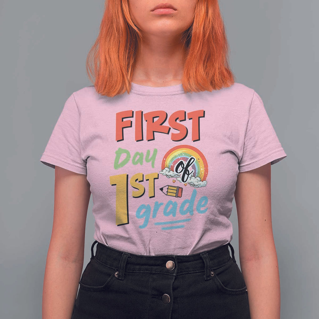Back To School T Shirt For Women First Day Of 1st Grade Rainbow TS11 Light Pink Print Your Wear