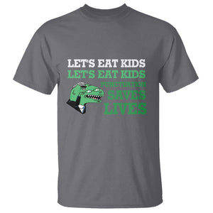 Funny Teacher T Shirt Let's Eat Kids Punctuation Saves Lives Dinosaur TS11 Charcoal Print Your Wear