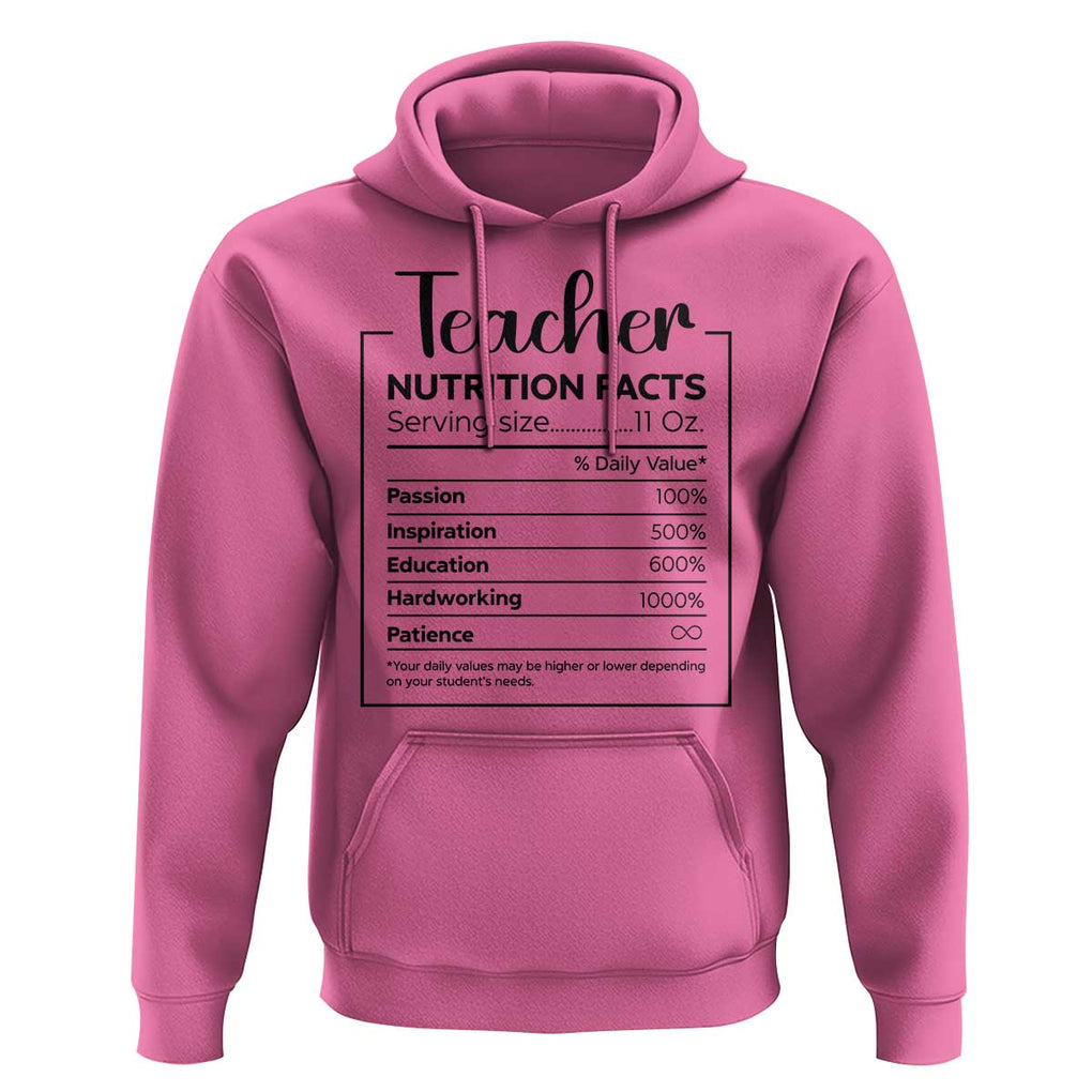 Funny Teacher Hoodie Nutrition Facts Back To School TS11 Azalea Print Your Wear