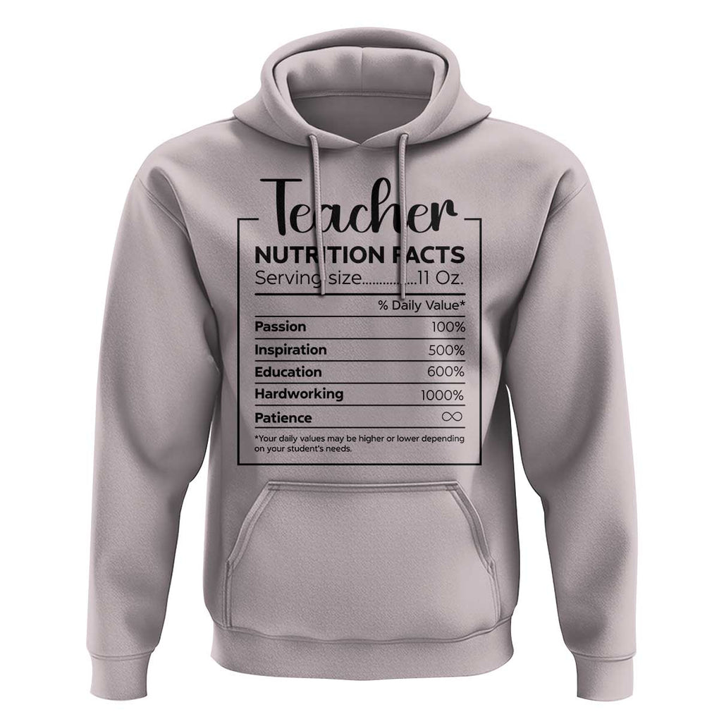 Funny Teacher Hoodie Nutrition Facts Back To School TS11 Ice Gray Print Your Wear