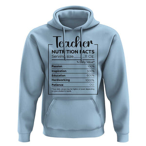 Funny Teacher Hoodie Nutrition Facts Back To School TS11 Light Blue Print Your Wear